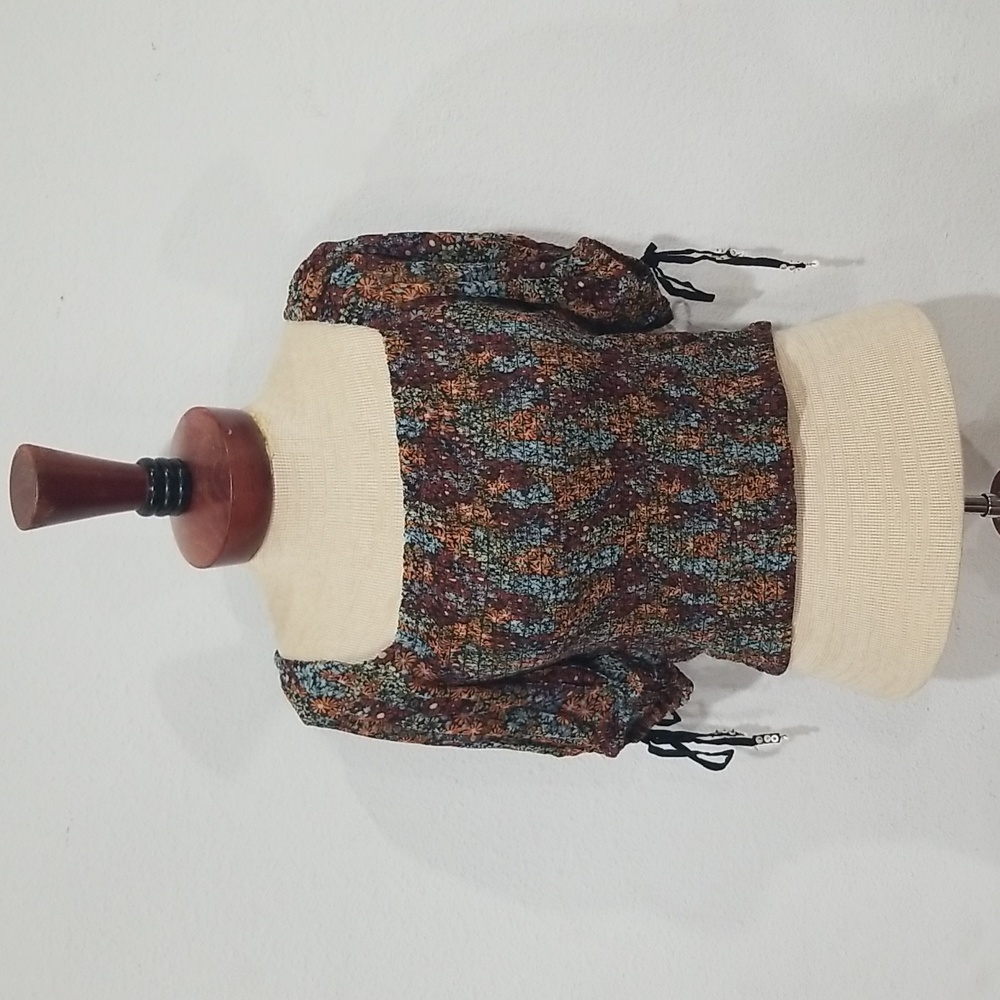 Free People Small Smocked Puffed Sleeve Crop in Dark Combo Size S